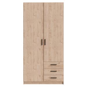 Ebuy24 - Spell Kleiderschrank 2 Türen und 3 Schubladen Hickory-Dekor. - Braun