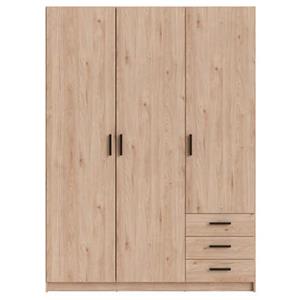 ebuy24 Spell Kleiderschrank 3 Türen und 3 Schubladen Hickory-Dekor. - Braun