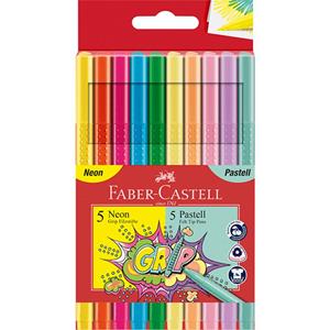 Faber Castell viltstiften Grip Neon & Pastel 3 mm 10 stuks