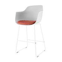 Nolon Nino wit barkruk 65 cm - Witte zitting met armleuningen en terracotta rood zitkussen