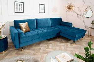 Invicta Interior Hoekbank Cozy Velvet II Donkerblauw 260cm Fluweel (Links + Rechts monteerbaar) - 39847