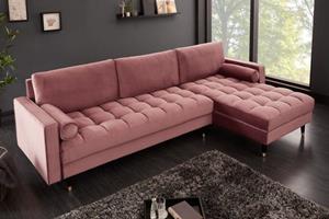 Invicta Interior Hoekbank Cozy Velvet II Oudroze Fluweel (Links + Rechts monteerbaar) 260cm - 40276