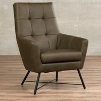 Leren fauteuil proud groen, leer, groene stoel | ShopX