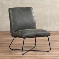 ShopX Leren fauteuil less grijs, grijs leer, grijze stoel