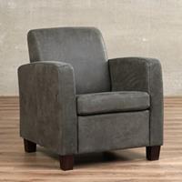 ShopX Leren fauteuil joy grijs, grijs leer, grijze stoel