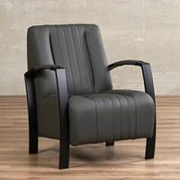 ShopX Leren fauteuil glamour grijs, grijs leer, grijze stoel
