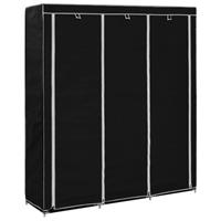 vidaXL Kleiderschrank mit Fächern Stangen Schwarz 150x45x175cm Stoff 