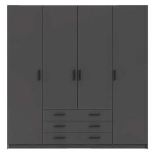 Kledingkast Sprint 4-deurs - antraciet - 200x196x50 cm