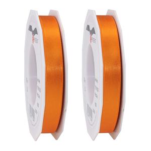 3x Luxe hobby/decoratie oranje satijnen sierlinten 1,5 cm/15 mm x 25 meter -