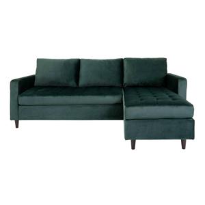 House Nordic Moderne lounge bank in donkergroen fluweel met zwarte poten Firenze - L151-83xB219xH80 CM