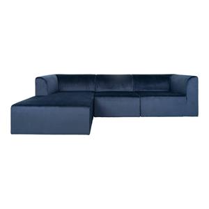 House Nordic Lounge bank in donkerblauw fluweel - links gericht Alba - L160-90xB272xH67 CM