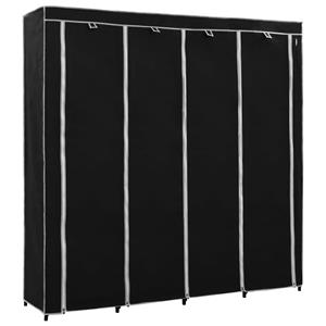 VidaXL Kleiderschrank mit 4 Fächern Schwarz 175 x 45 x 170 cm 