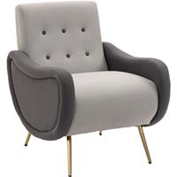 HOMCOM stoel relaxstoel stoel met tufting metalen poten polyester schuimstof bruin grijs 72 x 81 x 86 cm