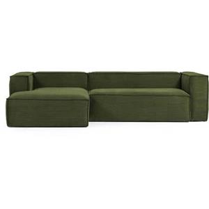 Kave Home Loungebank 'Blok' Rib, Links, kleur Donkergroen