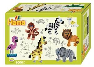 Hama 3510 - Geschenkpackung Zootiere Bügelperlen Midi ca. 2000 Stück inklusive Stiftplatte und Zubehör