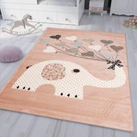 VIMODA Kinderteppiche Herzen mit Ballons Elefant | Kinderteppich für Mädchen und Jungs | Teppich für Kinderzimmer | Schadstofffrei,80x150 cm