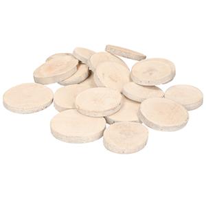 Bellatio 20x stuks houten decoratie boomschijven/boomschijfjes wit (white wash) 5-7 cm -