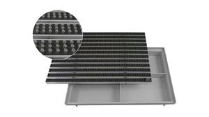 Fußmatte EMCO 60x40cm Eingangsmatte DIPLOMAT Bürsten grau 22mm + ACO Bodenwanne Vario Light Fußmatte Türmatte Abstreifer, Emco, rechteckig, Höhe: 75 mm, für Innen- und 