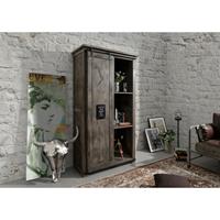 MASSIVMOEBEL24.DE Schrank Mango 100x50x190 grau lackiert RAILWAY #215 - grau