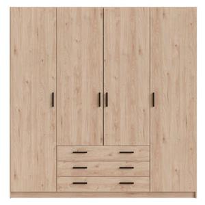 ebuy24 Spell Kleiderschrank B183 cm 4 Türen und 3 Schubladen Hickory-Dekor. - Braun