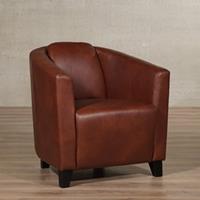 ShopX Leren fauteuil press bruin, bruin leer, bruine stoel