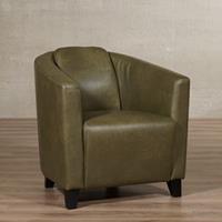 ShopX Leren fauteuil press groen, groen leer, groene stoel