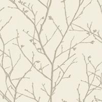 ART FOR THE HOME Boutique - Mica Effekt - Zweig - Vliestapete - Elfenbein/Creme - 10m x 52cm