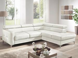 Mobistoxx Converteerbare hoekbank SAMIRA met longchair rechts eco-leder wit