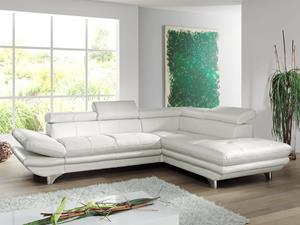 Mobistoxx Converteerbare hoekbank ENTOURAGE hoek met longchair rechts eco-leder wit