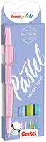 Pentel brushpen Sign Pen Brush Touch, kartonnen etui met 4 pastelkleuren: roze, grijs, groen en blauw