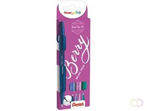 Pentel brushpen Sign Pen Brush Touch, kartonnen etui met 4 stuks: donkerblauw, paars, rose en turquoise