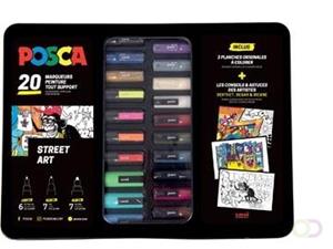 Posca paintmarkers, metalen doos van 20 stuks, in geassorteerde kleuren, ontwerp Street art