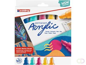 Edding Acrylic marker breed, assortiment set van 5 stuks, abstract