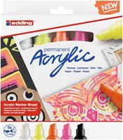 Edding Acrylic marker breed, assortiment set van 5 stuks, neon