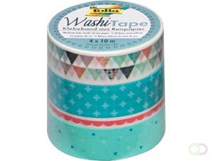 Folia washi tape pastel, pak met 4 stuks in geassorteerde kleuren