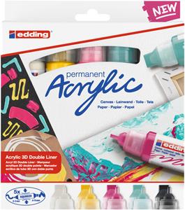 Edding 3D Acrylmarker double liner, assortiment set van 5 stuks, basis