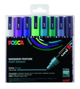 POSCA Pigmentmarker PC-5M, 8er Box, kalte Farben