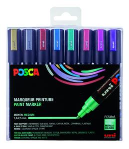 Posca - PC5M - Medium Tip Pen - Metallic colors, 8 pc