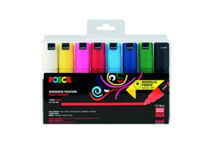 Posca paintmarker PC-7M, set van 8 markers in geassorteerde basiskleuren