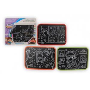 Jonotoys tekenbord Graffitti junior 25 x 29 cm zwart 4 delig