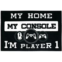 CLOSE UP MY HOME , MY CONSOLE Fußmatte schwarz/weiß, randlos, mit rutschfester PVC-Unterseite.