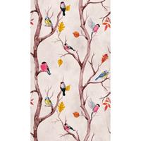 living walls Fototapete "The Wall", Wald-animal print-floral, Fototapete Vögel Tapete Landhaus Rosa Braun Gelb