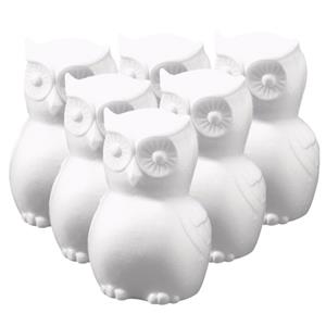 Rayher hobby materialen Set van 6x stuks piepschuim uilen vogels knutselfiguur 22 cm -