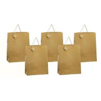 5x stuks luxe gouden papieren giftbags/tasjes met glitters 30 x 29 cm -