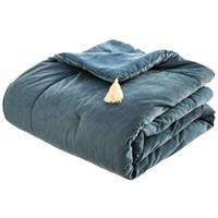Atmosphera Bedsprei deken Sonia - fluweel blauw - 80 x 180 cm - polyester - extra dik -
