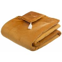 Atmosphera Bedsprei deken Sonia - fluweel okergeel - 80 x 180 cm - polyester - extra dik -
