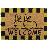 RELAXDAYS Fußmatte Kokos, Welcome, Hasen, 60 x 40 cm, Fußabtreter innen & außen, rutschfeste Türmatte, Abstreicher, bunt