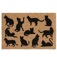 RELAXDAYS Fußmatte Kokos, Katzen-Motiv, Kokosmatte 40x60cm, rutschfeste PVC-Beschichtung, Eingangsbereich, natur/schwarz