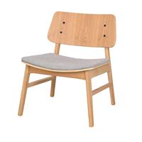 Nordiq Nagano houten lounge stoel - Grijze gestoffeerde zitting - Naturel