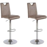 BYLIVING Barhocker FIRE / Moderner Barhocker Vintage braun / Gestell verchromt mit Höhenverstellung / 360° drehbar / B 40, H 97-120, T 48 cm